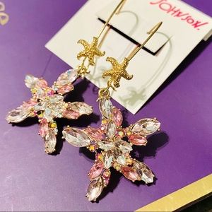 ⭐️⭐️ NWT Betsey Johnson Starfish Statement Earrings Pink Crystals
